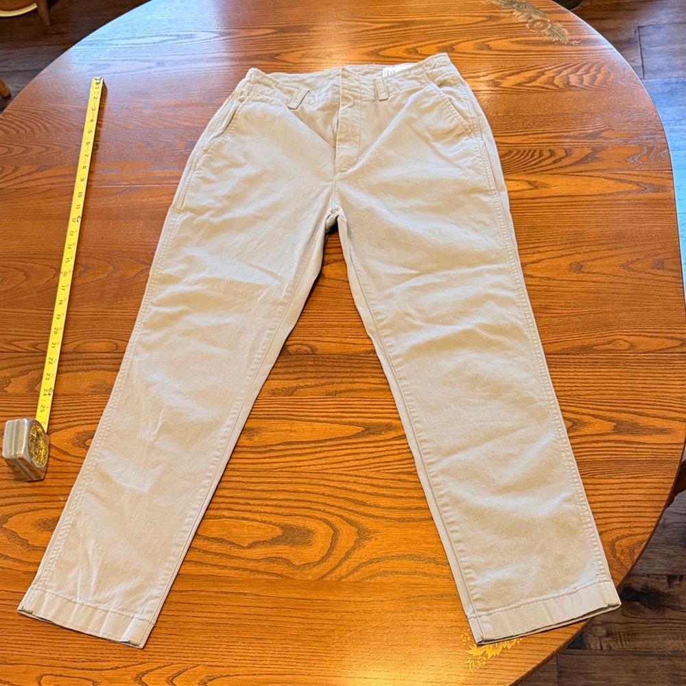GAP Womens Light Olive / Gray Green Pant casual flat front "Downtown Khaki"
